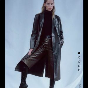 Zara High waisted 100% leather Bermuda shorts